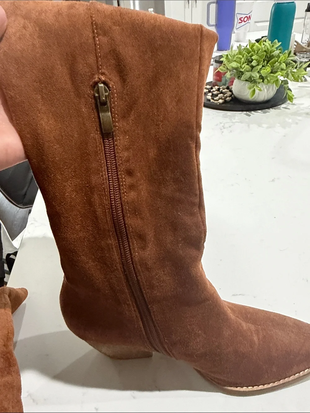 CCOCCI Tall Over-the-Knee Suede Boots in Brown